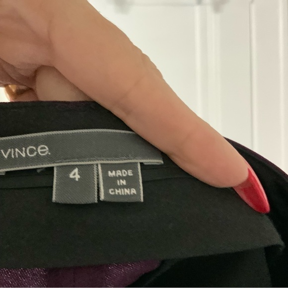 Vince Front Seam Ponte Pants Stretch Ankle Cropped Wool Blend Plum Size 4 - Picture 2 of 5